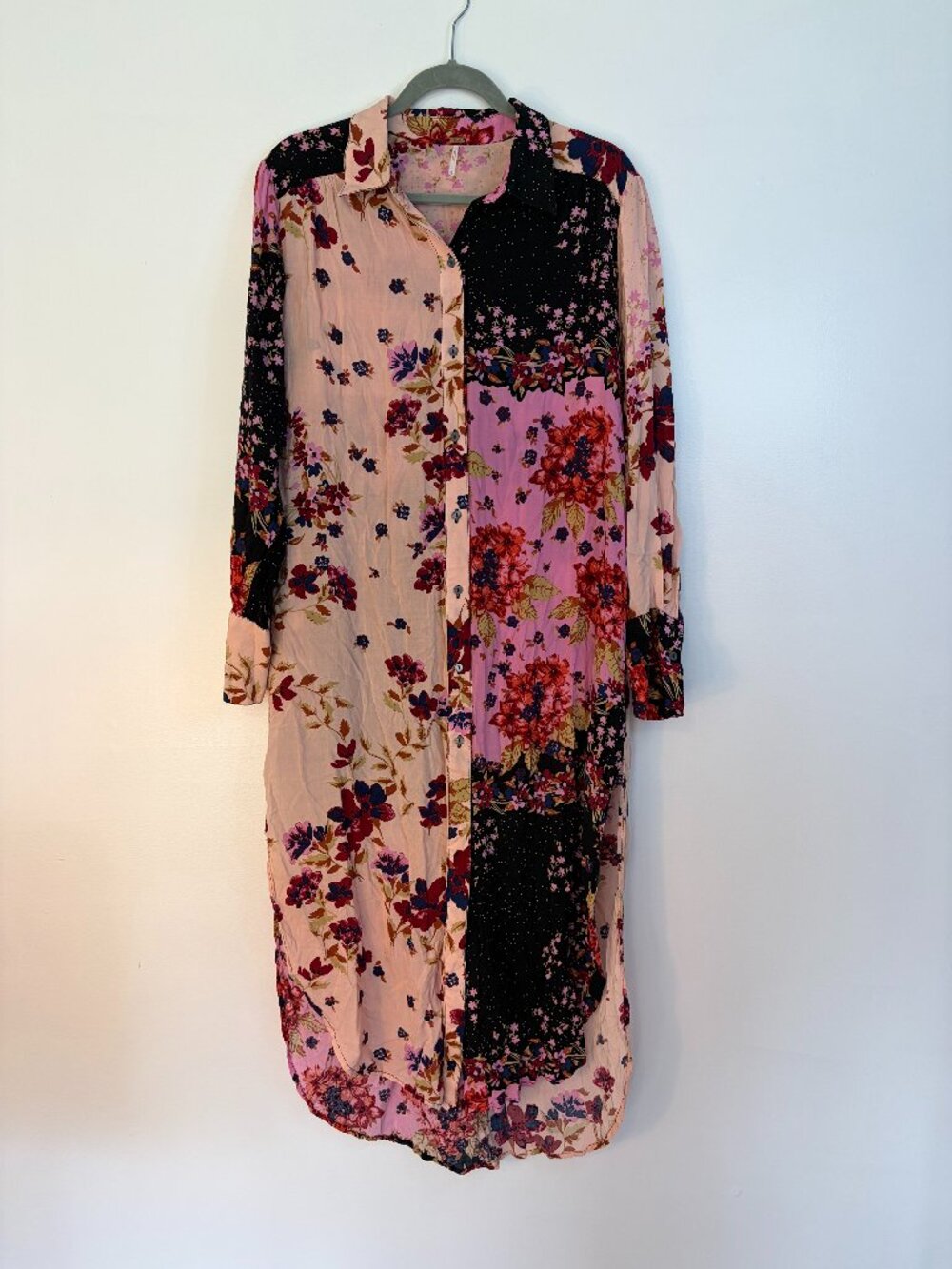 Free People Jackie Print Maxi Floral Pattern Long Sleeve Dress Shirt - Picture 2 of 9